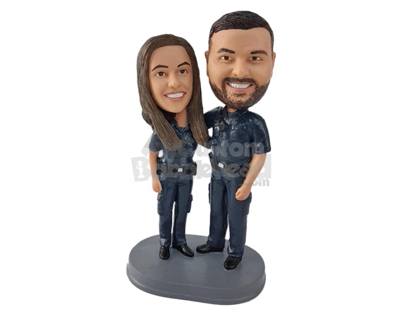 Custom Bobblehead Police Officers couple ready to serve their country wearing their official uniforms - Wedding & Couples Couple Personalized Bobblehead & Action Figure Custom Bobblehead Police Officers couple ready to serve their country wearing their official uniforms - Wedding & Couples Couple Personalized Bobblehead & Action Figure